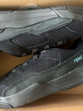 Nike Jordan Flight Court Black Sneakers with Teal Stitching